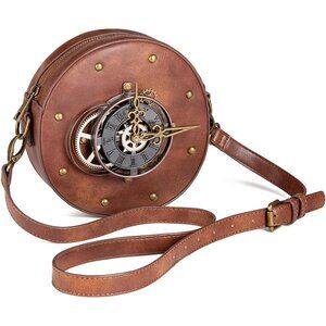 Leather Steampunk Messenger Bag Crossbody Purse Gothic Retro Style Women's